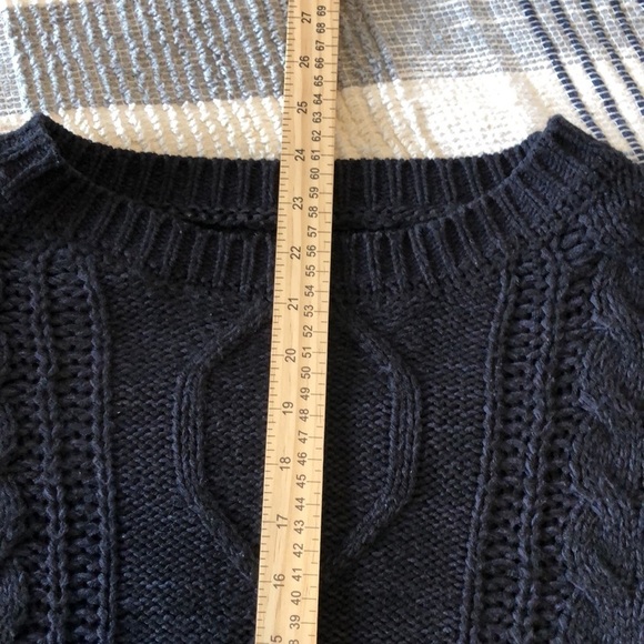 Everly Womens Cable Knit Crewneck Sweater Sz S Black Fringe Chunky Boho western - Picture 7 of 7